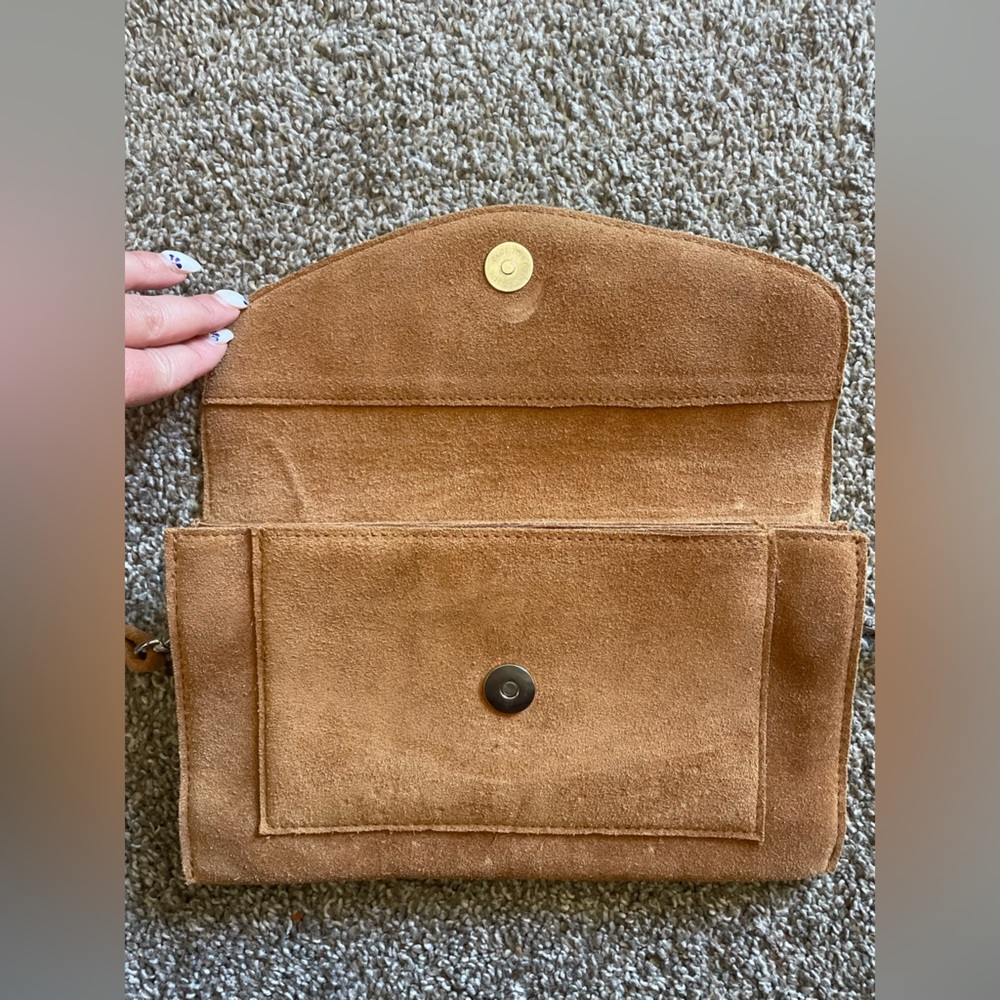 Brown and White Leather Shoulder Bag - Picture 3 of 4